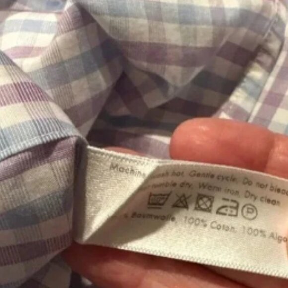 ETON CONTEMPORARY 161/2 KHAKIS CARMEL POPLIN LONG SLEEVE MENS BOTTOM DOWN BLUE - Picture 7 of 8